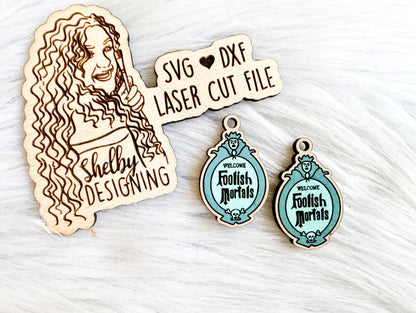 Welcome Foolish Mortals Dangle Earrings SVG