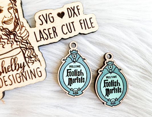 Welcome Foolish Mortals Dangle Earrings SVG