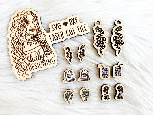 Beetlejuice Inspired Stud AND Dangle Earring Combo Bundle SVG