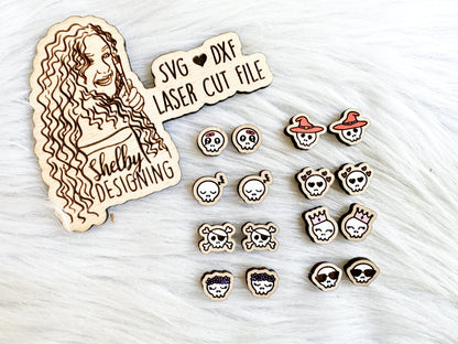 Kawaii Skulls Stud Earring Bundle SVG