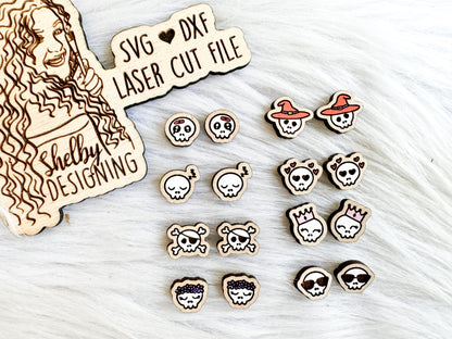 Kawaii Skulls Stud Earring Bundle SVG