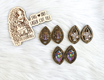 Hocus Pocus Teardrop Dangle Earrings Trio SVG