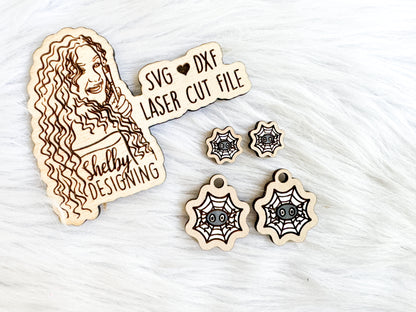 Cute Spider in Web Stud/Dangle Earring Combo SVG