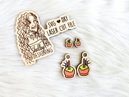 Spooky Candy Apple Stud/Dangle Earring Combo SVG