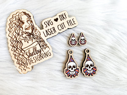 Skull Clown Stud/Dangle Earring Combo SVG