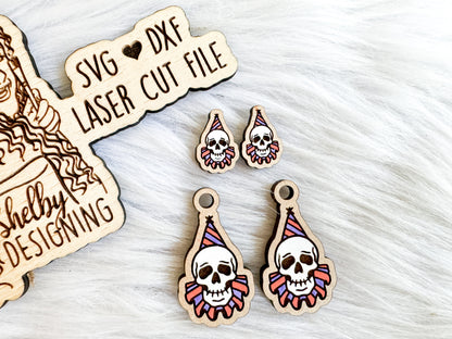 Skull Clown Stud/Dangle Earring Combo SVG