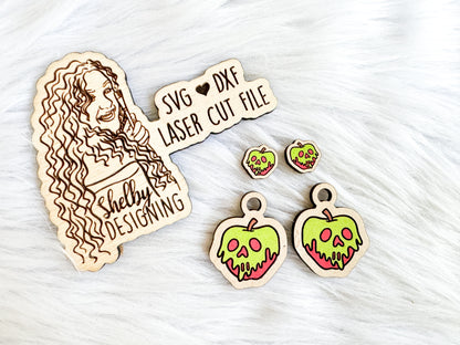 Poison Skull Apple Stud/Dangle Earring Combo SVG