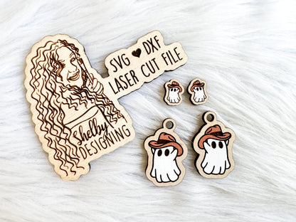Ghost Cowboy Stud/Dangle Earring Combo SVG