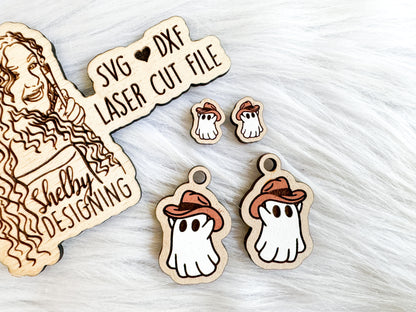 Ghost Cowboy Stud/Dangle Earring Combo SVG