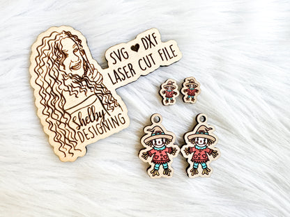 Cute Scarecrow Stud/Dangle Combo Earrings SVG