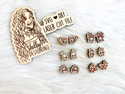 Cozy Autumn Animals Stud Earring Bundle SVG