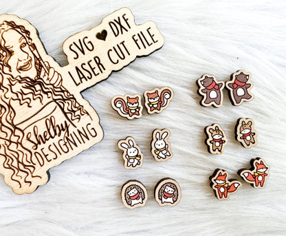 Cozy Autumn Animals Stud Earring Bundle SVG