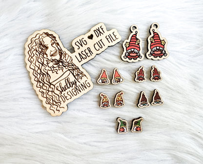 Thanksgiving Gnome Stud AND Dangle Earring Bundle SVG