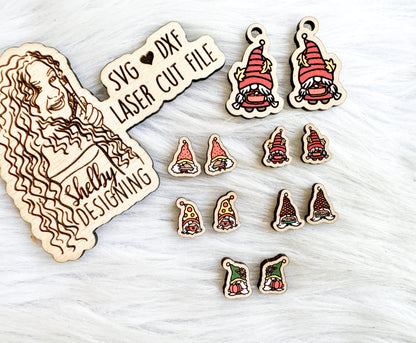 Thanksgiving Gnome Stud AND Dangle Earring Bundle SVG