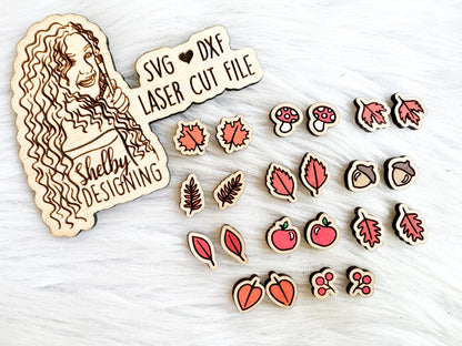 Autumn Leaves/Fruit Stud Earring Bundle SVG