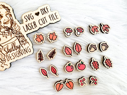 Autumn Leaves/Fruit Stud Earring Bundle SVG