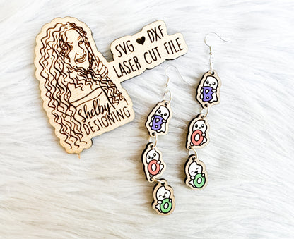 Ghost Boo 3 Piece Dangle Earrings SVG