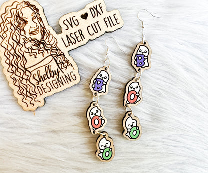 Ghost Boo 3 Piece Dangle Earrings SVG