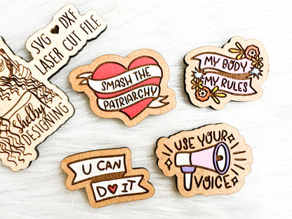 Feminist Activist Pin/Magnet Set SVG