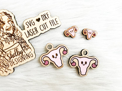 Cute Kawaii Uterus Stud/Dangle Earrings SVG