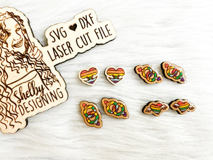 Rainbow LGBTQ Pride Stud Earring Set Svg