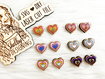 LGBTQ Heart Flags Stud Earring Bundle Svg