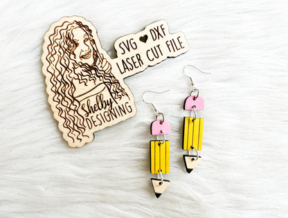 3 Piece Pencil Dangle Earrings SVG