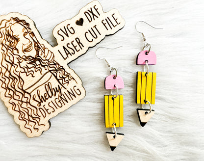 3 Piece Pencil Dangle Earrings SVG