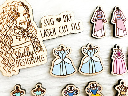 Big Princess Dresses Dangle Earrings Bundle SVG