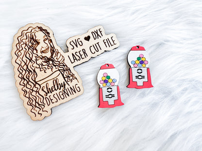 Gumball Machine Dangle Earring SVG DXF Digital File