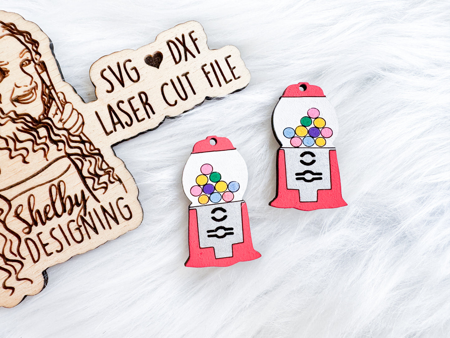 Gumball Machine Dangle Earring SVG DXF Digital File
