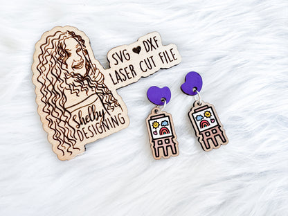Palette & Art Easel 2 Piece Dangle Earring SVG DXF Digital File