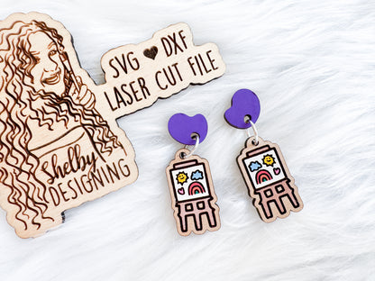 Palette & Art Easel 2 Piece Dangle Earring SVG DXF Digital File