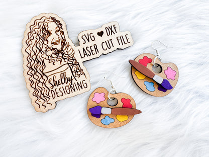 Paint Palette Layered Dangle Earring SVG DXF Digital File