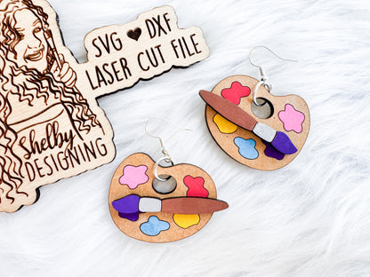 Paint Palette Layered Dangle Earring SVG DXF Digital File