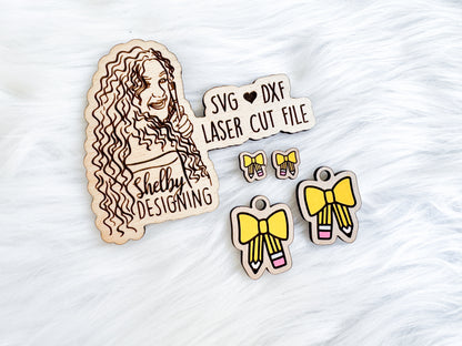 Pencil Bow 2nd Ver Stud/Dangle Earring SVG