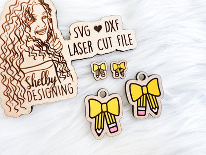 Pencil Bow 2nd Ver Stud/Dangle Earring SVG