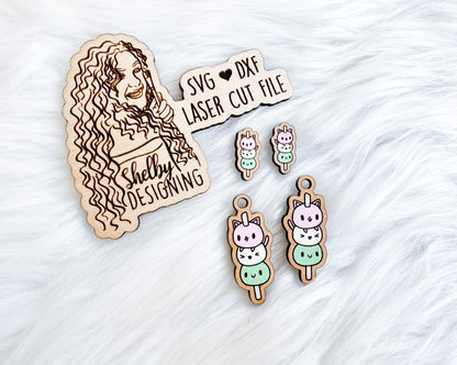 Kawaii Tanghulu Cat Stud/Dangle Earring Combo SVG DXF Digital File