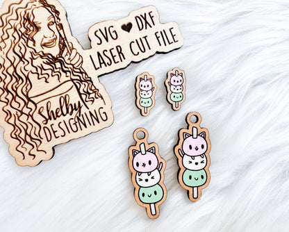 Kawaii Tanghulu Cat Stud/Dangle Earring Combo SVG DXF Digital File