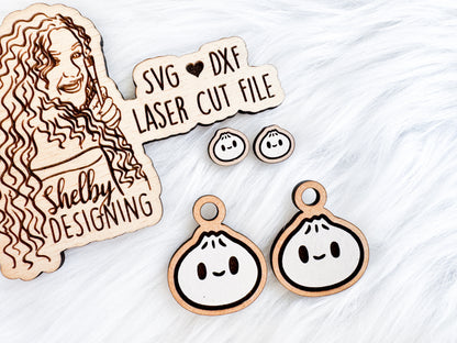 Kawaii Dumpling Stud/Dangle Earring Combo SVG DXF Digital File