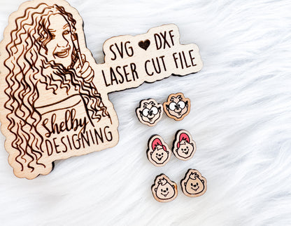 Alvin & The Chipmunks Stud Earring Trio SVG DXF Digital File