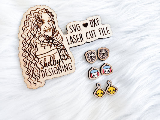 Nostalgic Kid Shows Stud Earring Trio SVG DXF Digital File