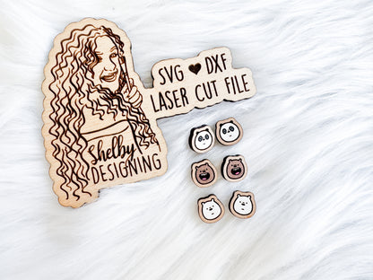 Three Bare Bears Stud Earring Trio SVG DXF Digital File