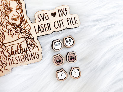 Three Bare Bears Stud Earring Trio SVG DXF Digital File