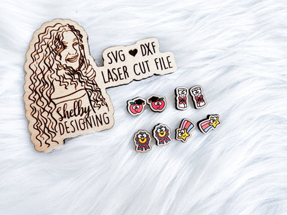 Silly Face School Supplies Earrings Set SVG DXF Digital File