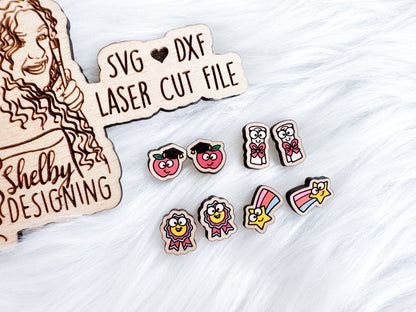Silly Face School Supplies Earrings Set SVG DXF Digital File