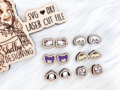 Hello Kitty & Friends Stud Earrings Bundle SVG DXF Digital File