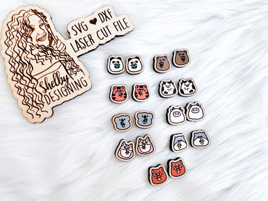 Squishy Kawaii Animals Stud Earring Bundle SVG