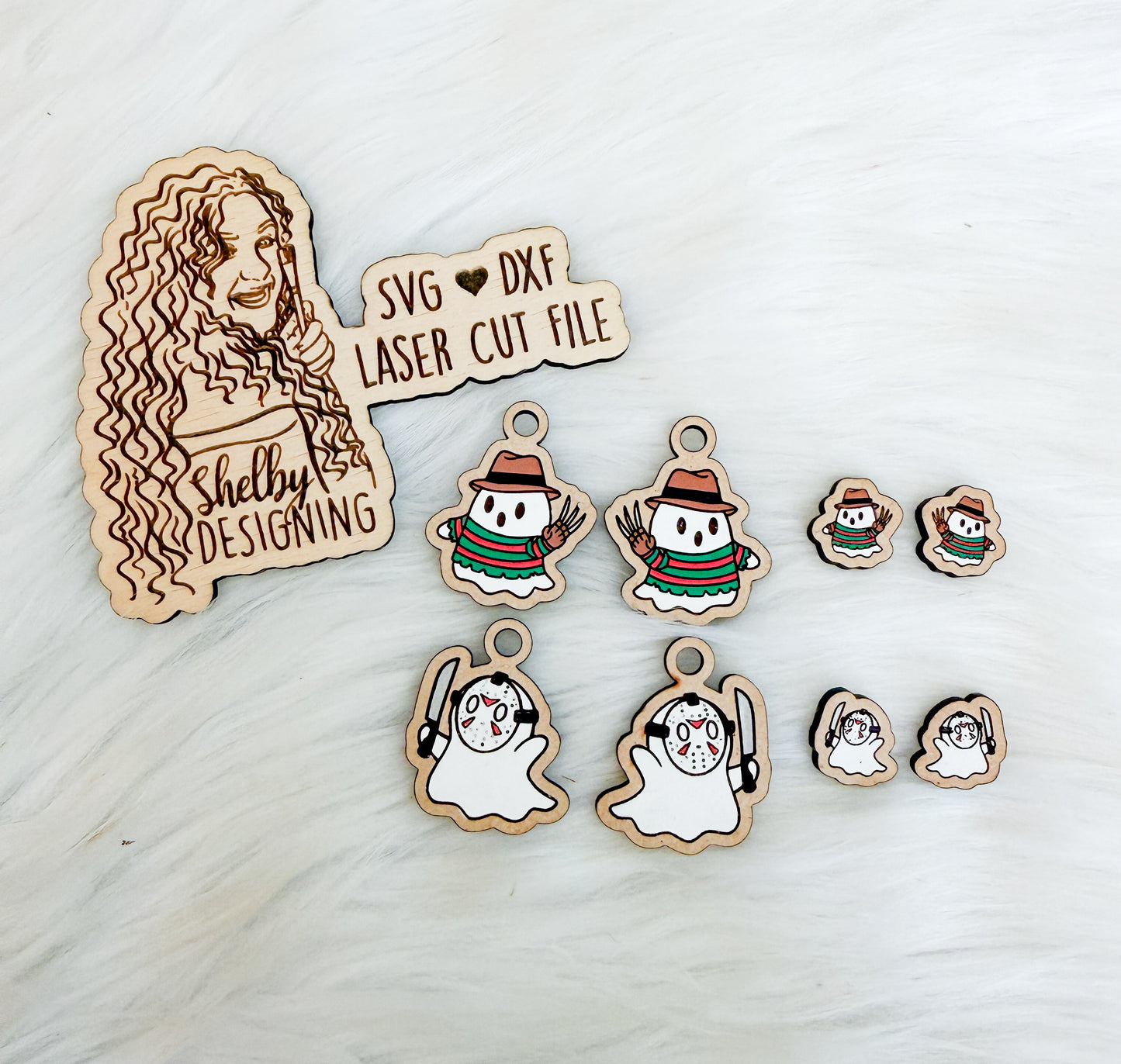 Freddy & Jason Ghosties Stud Earrings Duo SVG DXF Laser Cut File