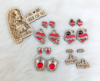 Twilight Vampire Stud Earrings Set SVG DXF Laser Cut File